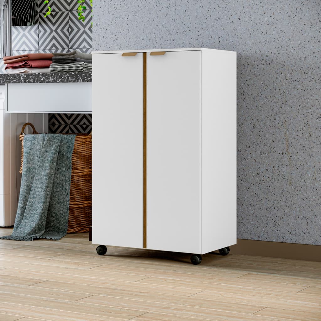 Armário para casa Livreiro multiuso sapateira com portas e rodizio branco flex freijó