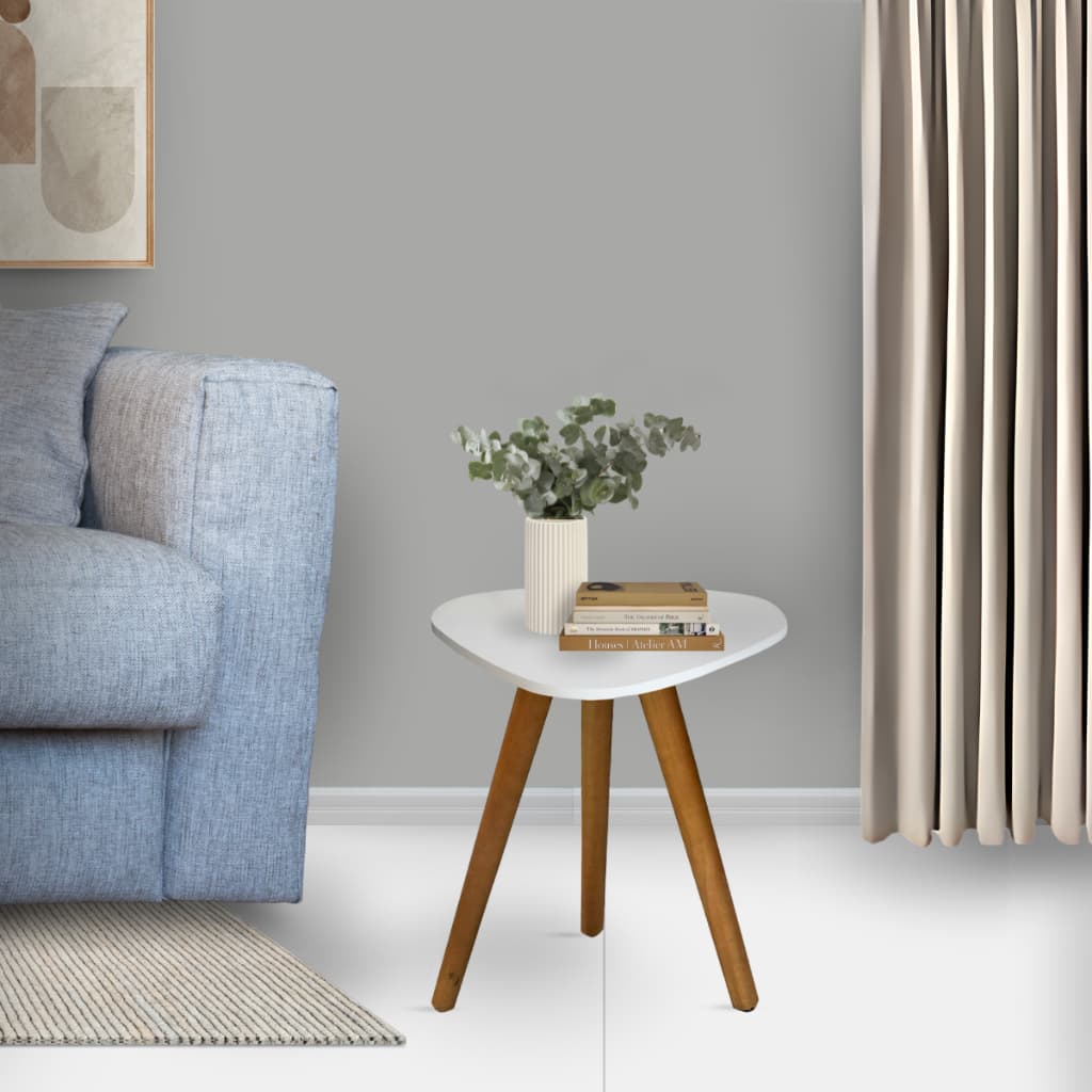 Mesinha Lateral  Sala Pe Palito Retro Decorativa Tampo Orgânico