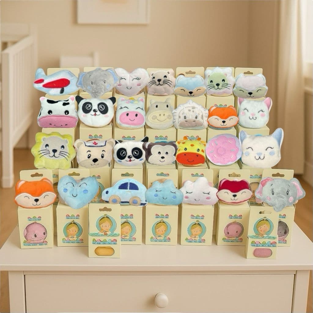 Kit 5 Naninhas Tecido Macio para Bebê Bichinhos com Prendedor de Chupeta