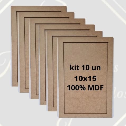 Kit 10 unidades Moldura Quadro 10x15cm  sem Vidro, sem Acetato 100% MDF Com Duratex
