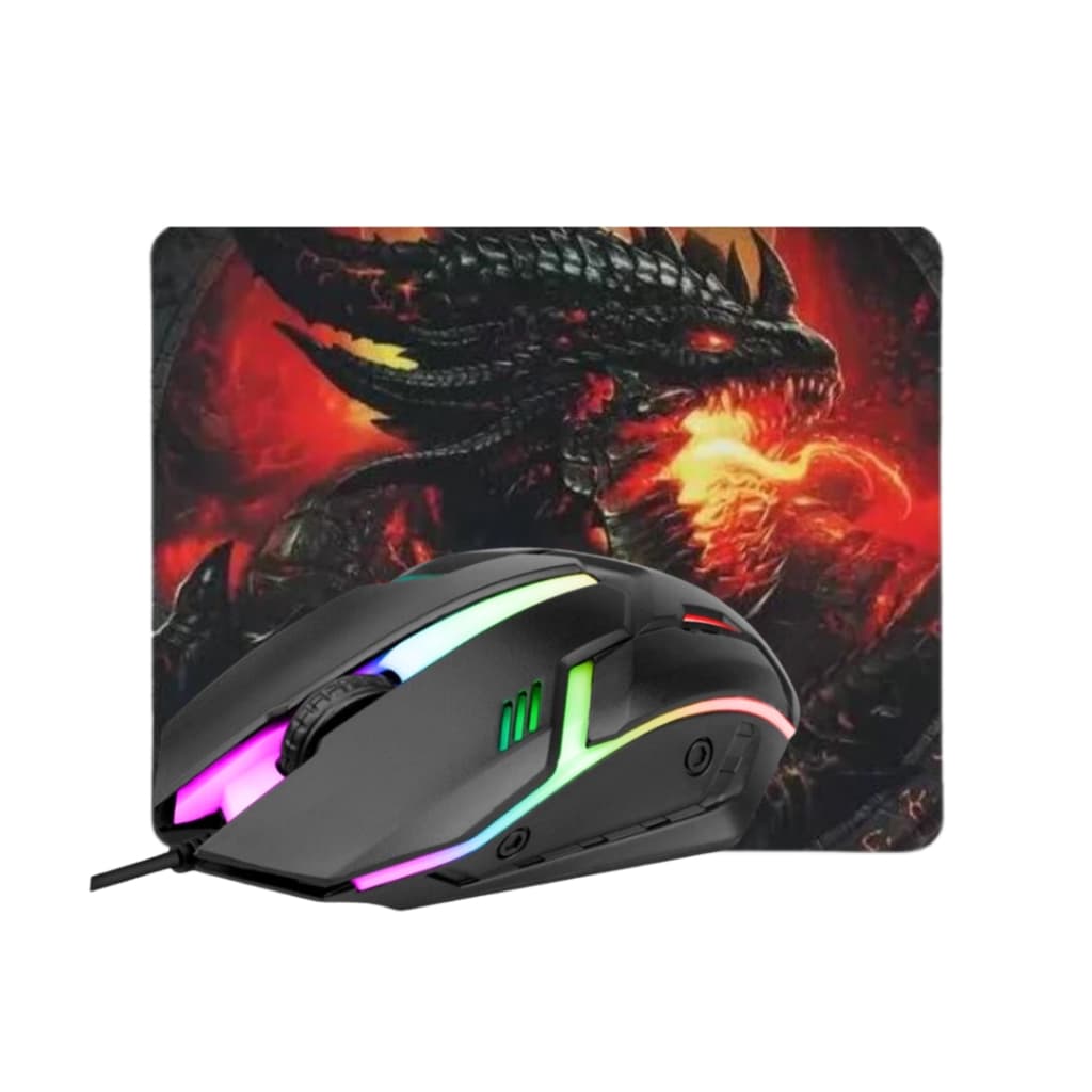Mouse Gamer Knup Rgb 1200dpi Mousepad Gamer