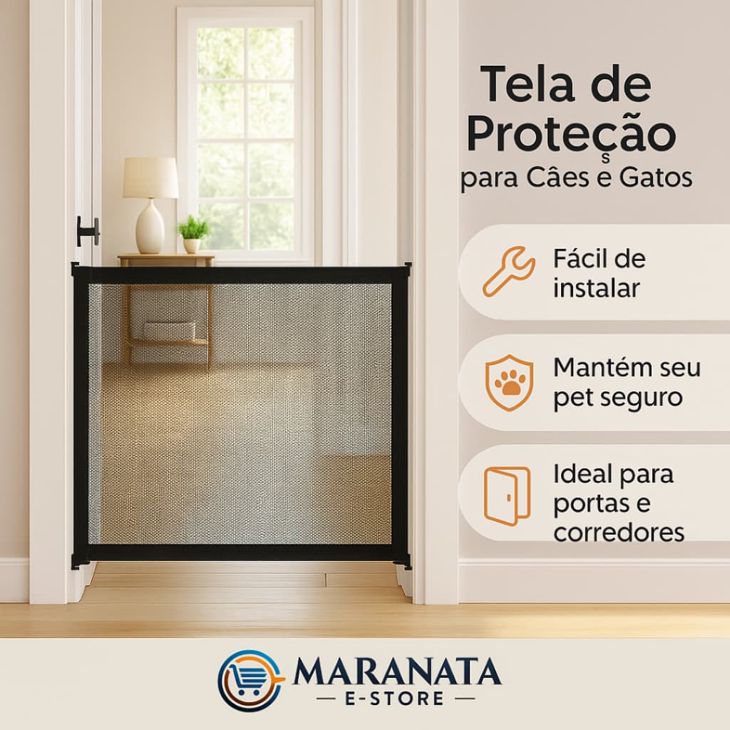 Tela de Proteção para Cães e Gatos | Barreira de Segurança Portátil – Fácil Instalação