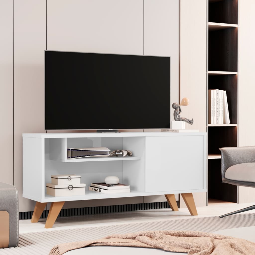 Rack De Tv Para Sala Estante Moderno Com Prateleiras Heitor para até 50 Polegadas