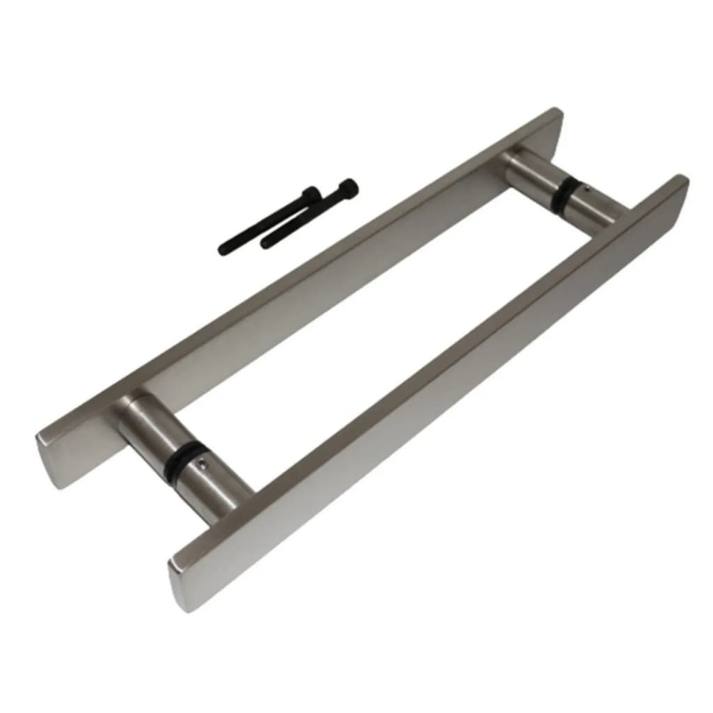 Puxador Inox Retangular para Portas 50cm comprimento por 30cm entre furos Escovado