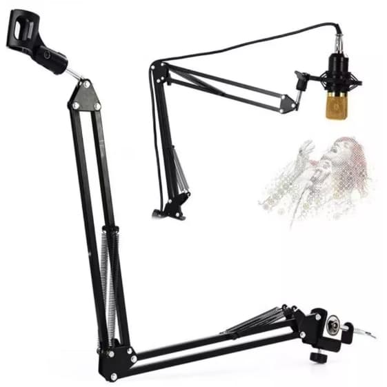 Suporte Para Microfones Braço Maior Pedestal De Mesa Articulado