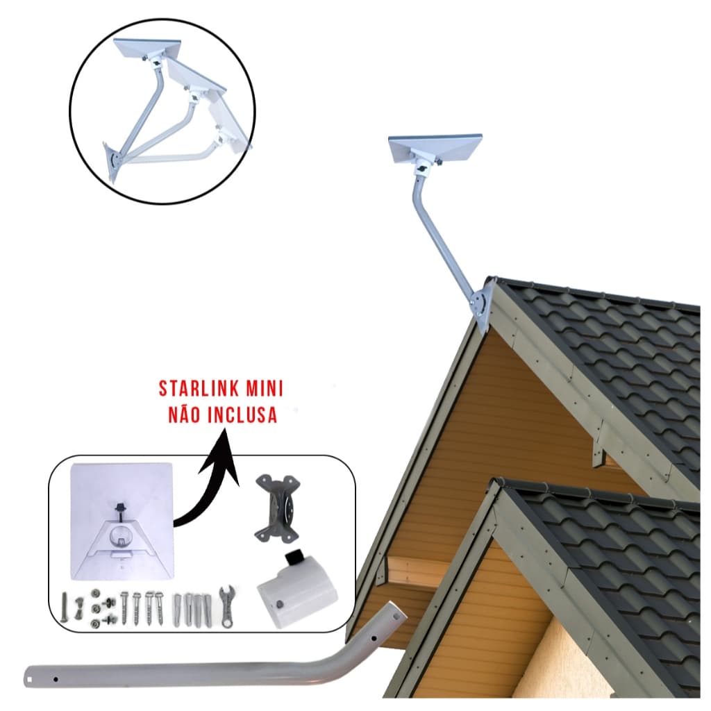Starlink Mini Suporte de Telhado com Acoplador de Plástico