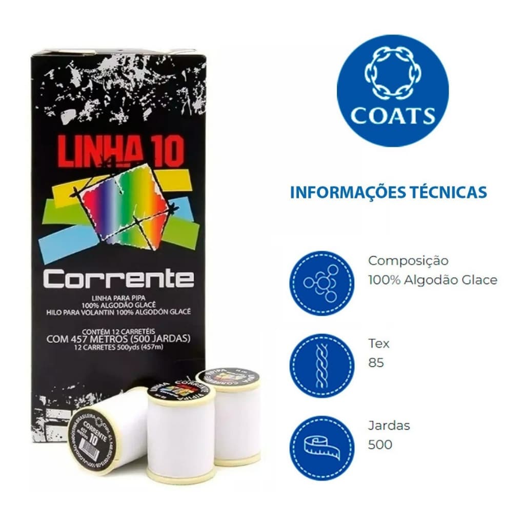 Linha 10 para Pipa 500 Jardas 457 metros Corrente Coats