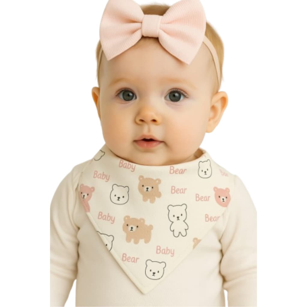 Kit C/3 Babador Bandana de Bebê 100% Algodão alimentação dia a dia