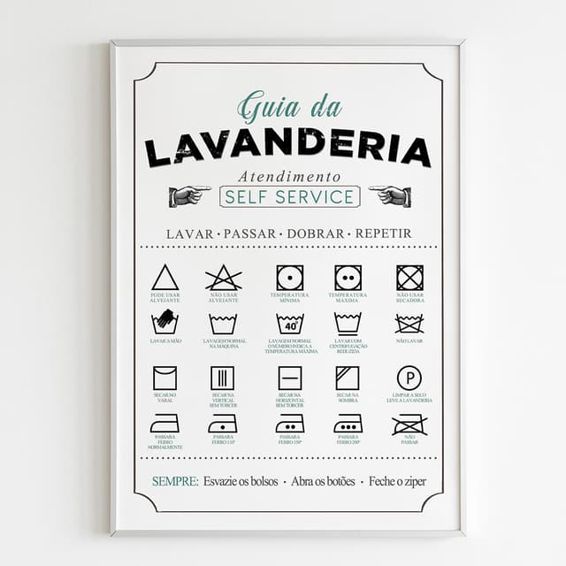 Quadro de decoração para lavanderia - lavar roupas -guia da lavanderia- manual da lavanderia- 1 peça