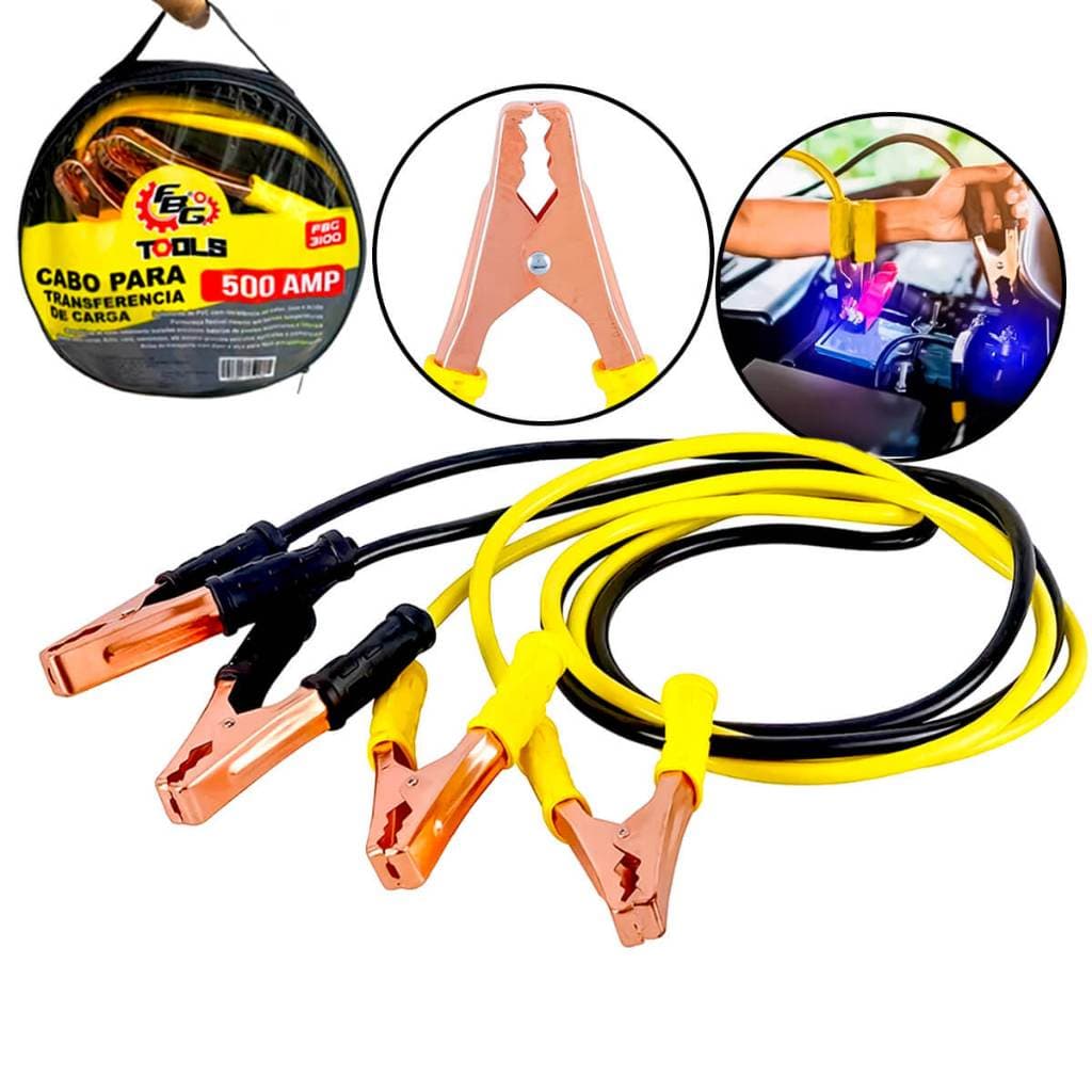 Cabo Auxiliar de Partida 500 AMP para Carros e Caminhões