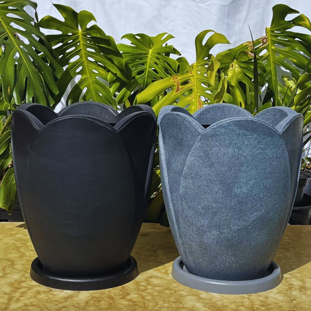 Vaso Redondo de Planta Lotus Decorativo Liso em Polietileno Sofisticado Resistente 44x37 Leven Artes
