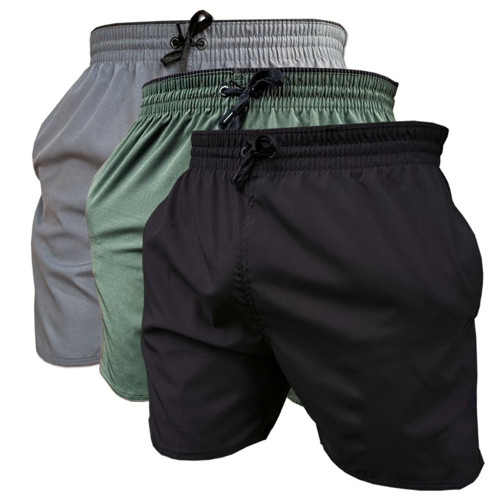 kit 3 Bermudas Shorts de Tactel com Elastano de Futebol Academia Treino Praia