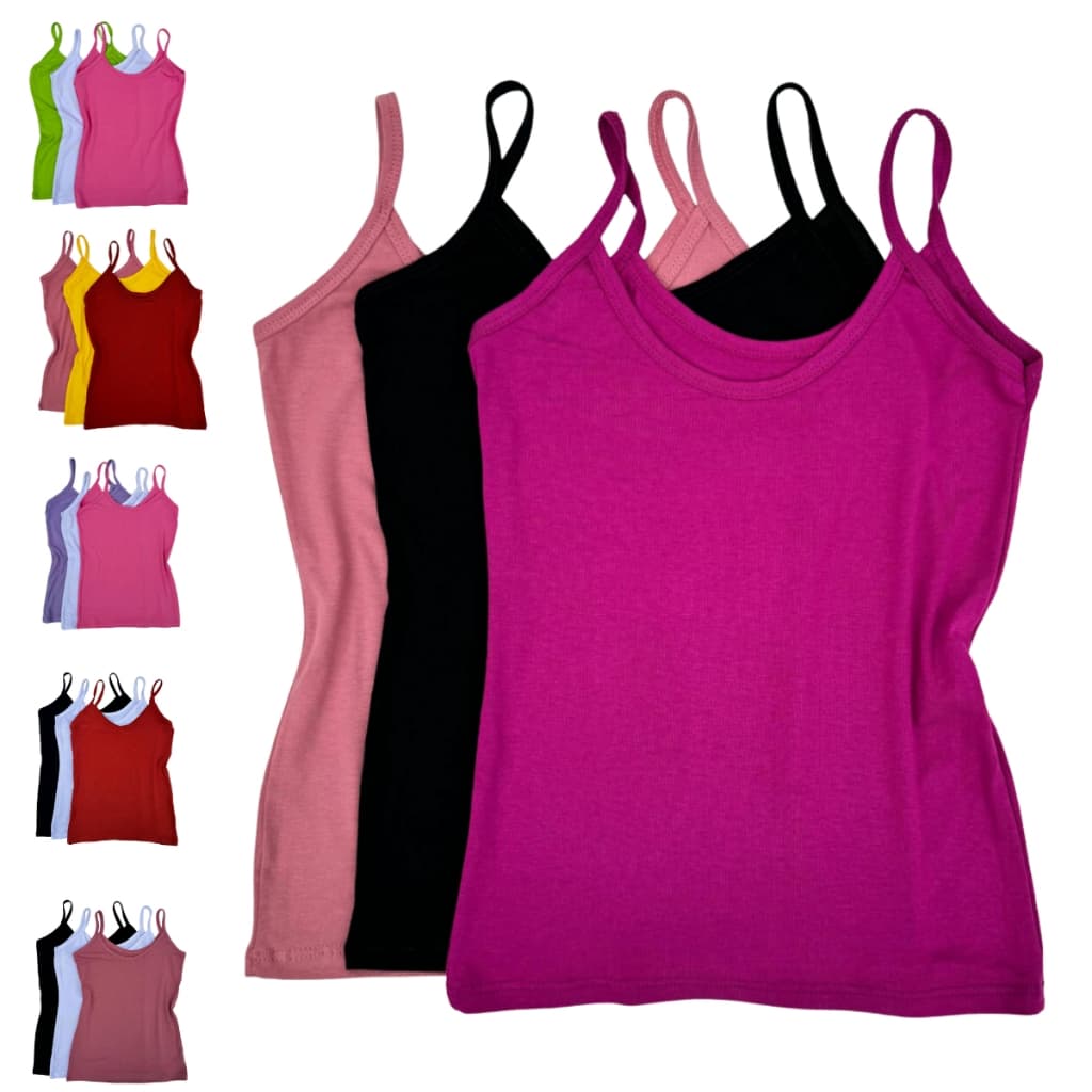Kit 3 Regatas Femininas Com Alça Fina Básica Diário Casual Moda Feminina Praia Academia Essencial