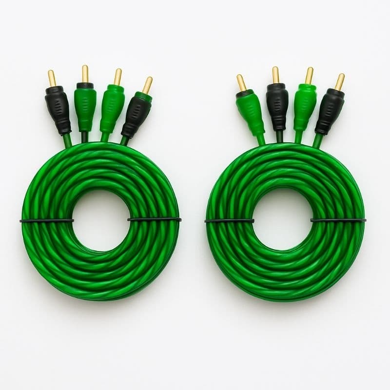 2 Cabo Rca 1Metro  kit 2 rcas flexível injetado Som Automotivo Technoise RCA blindado.