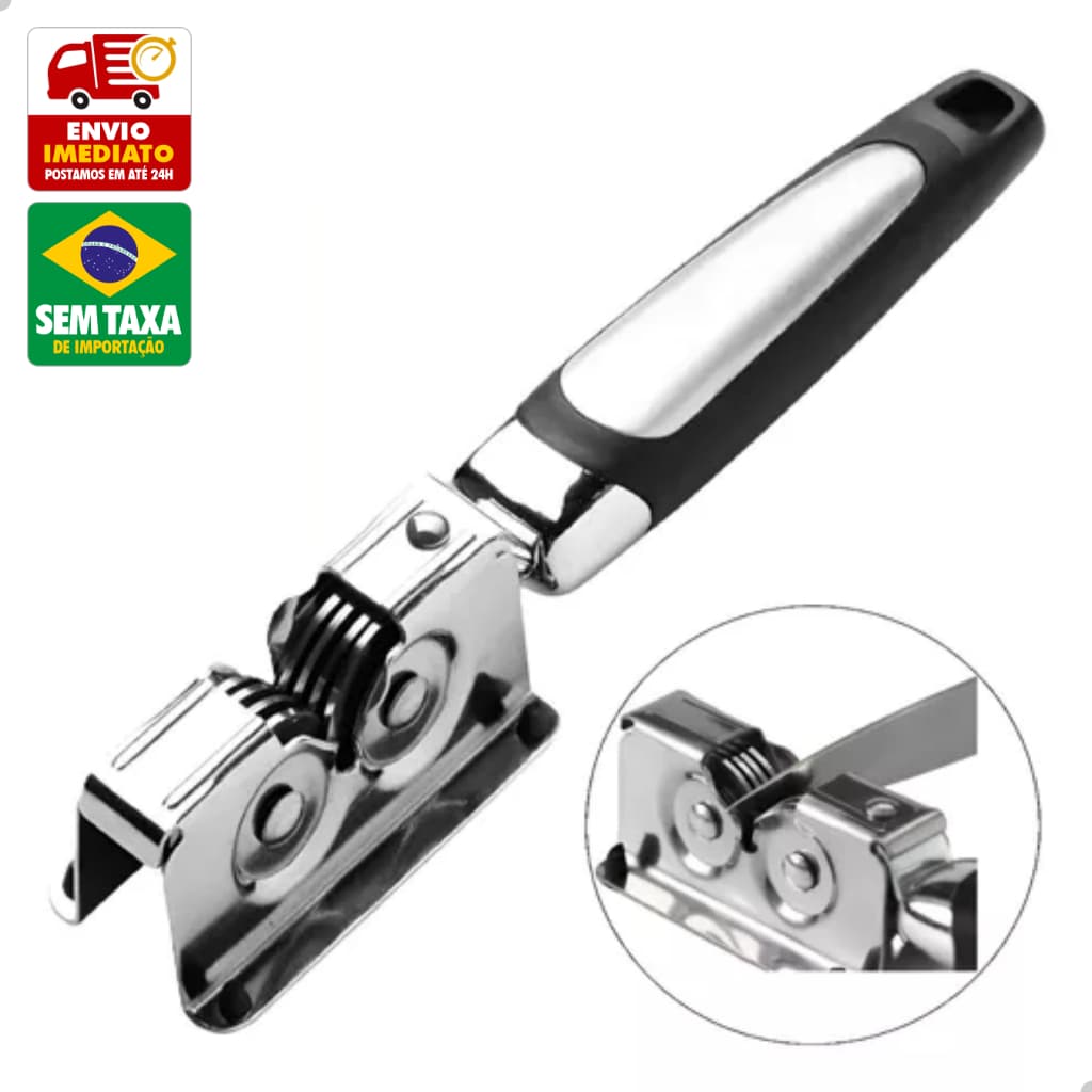 Afiador Amolador de Faca e Tesoura Metal 8 Roldanas Aço Inox Cozinha GP2025