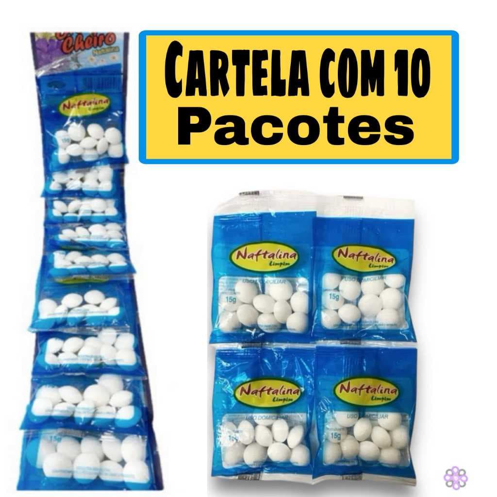 Naftalina cartela c/10 pacotes de 15g cada Naftalina Desinfetante Anti Baratas
