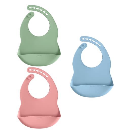 Babador de Silicone Impermeável Bebê Menino Menina Gumy Gumi Azul Rosa Verde