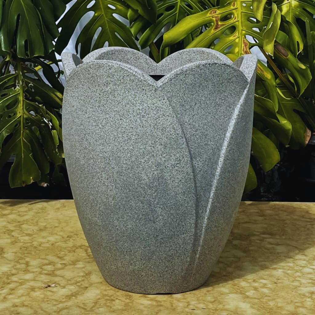 Vaso Redondo de Polietileno de Planta Lotus Decorativo Liso 44x37. Acompanha prato coletor.
