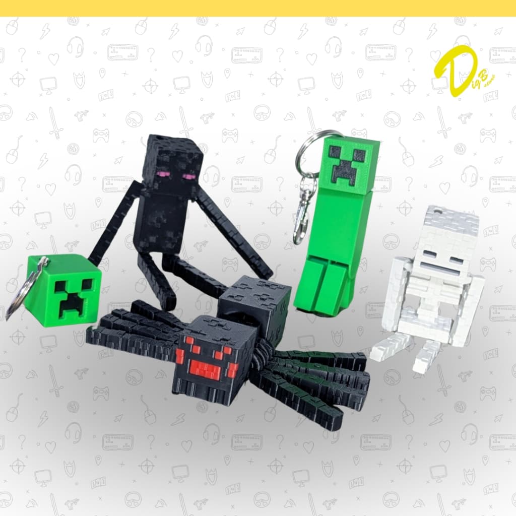 Chaveiro Minecraft Articulado Minecraft O Filme Enderman Creeper Spider Aranha Skeleton Esqueleto