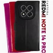 Capa Carteira em Couro Xiaomi Redmi Note 14 Pro 5G com Porta Cartão e Fecho Magnetico Case *