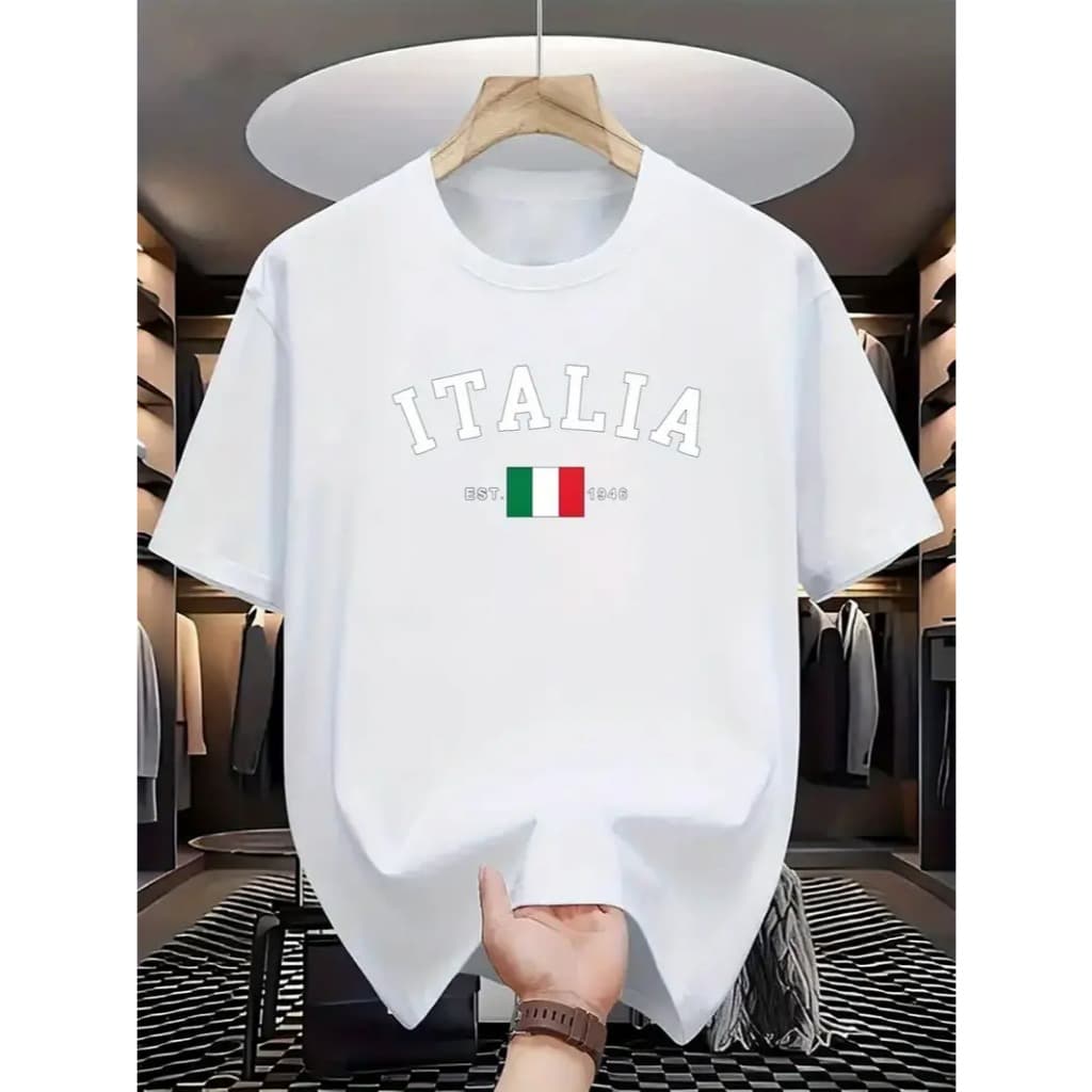 Camiseta Algodão Casual Adulto e Plus Size Streetwear italia