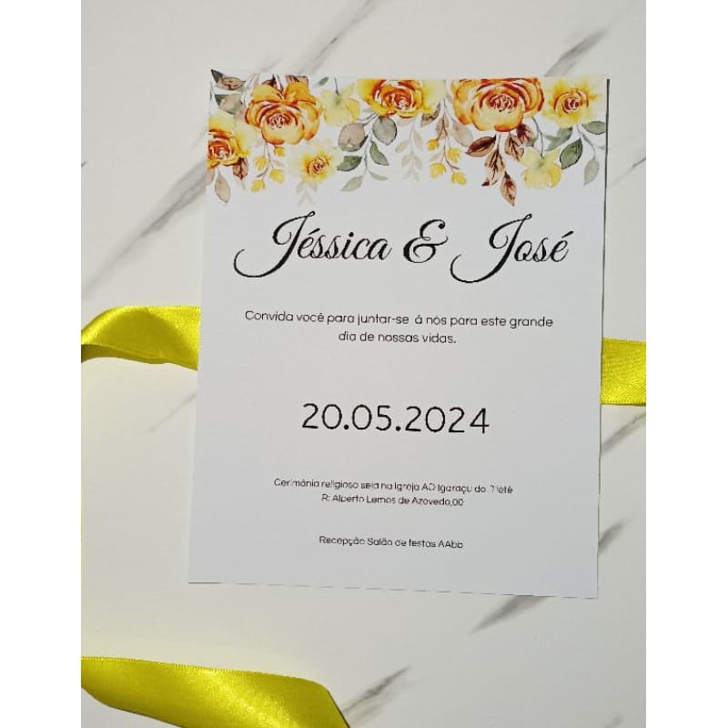 Convite floral amarelo