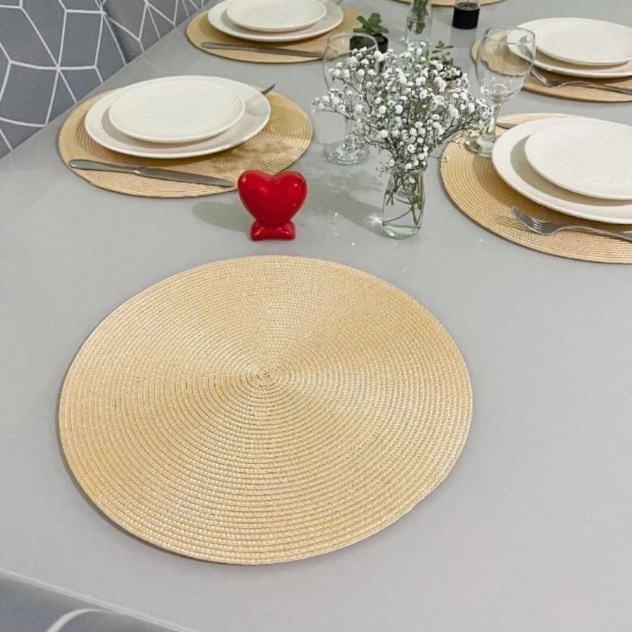 Kit com 6/10 Jogos Americanos Redondos Sousplat 38cm para Mesa de Jantar e Cozinha - Decorativo