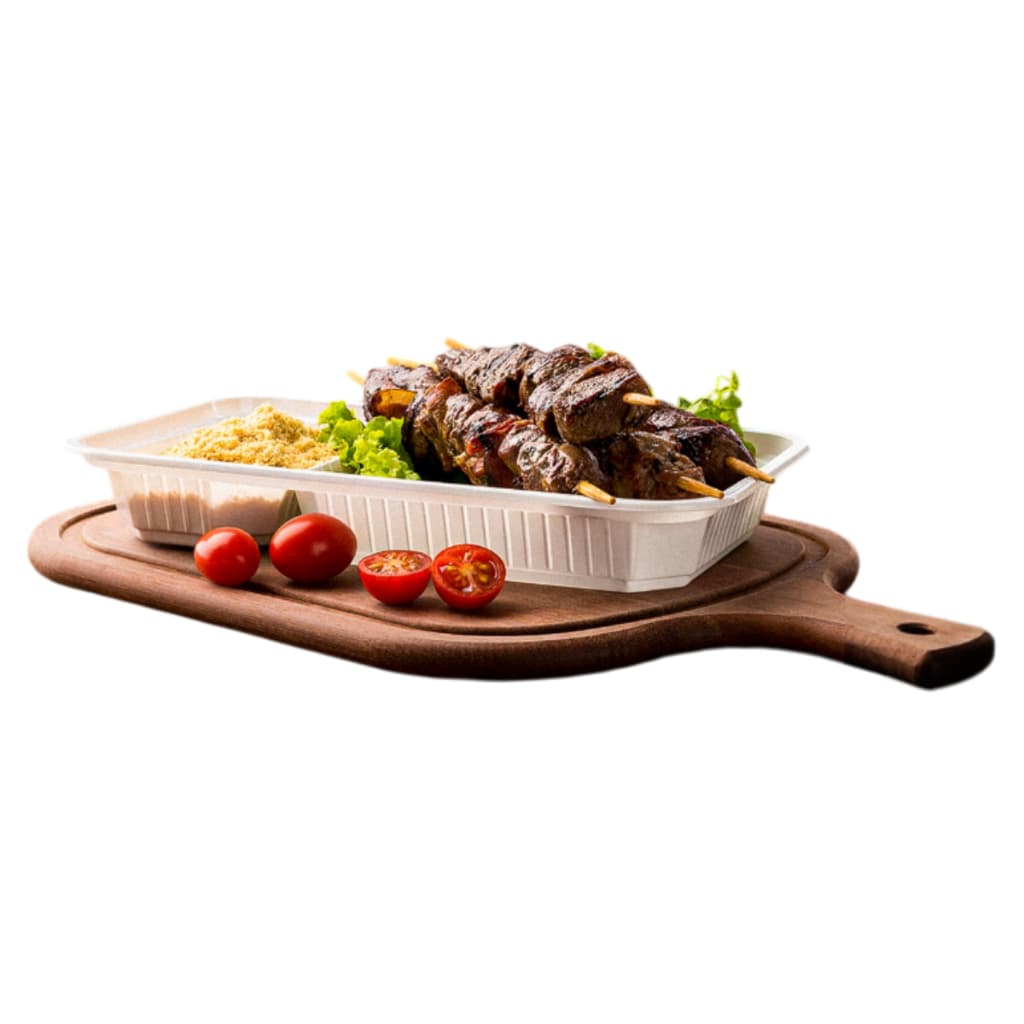 Embalagem Plástica Bandeja Petisqueira 2 Divisórias Churrasco Festa - 100u