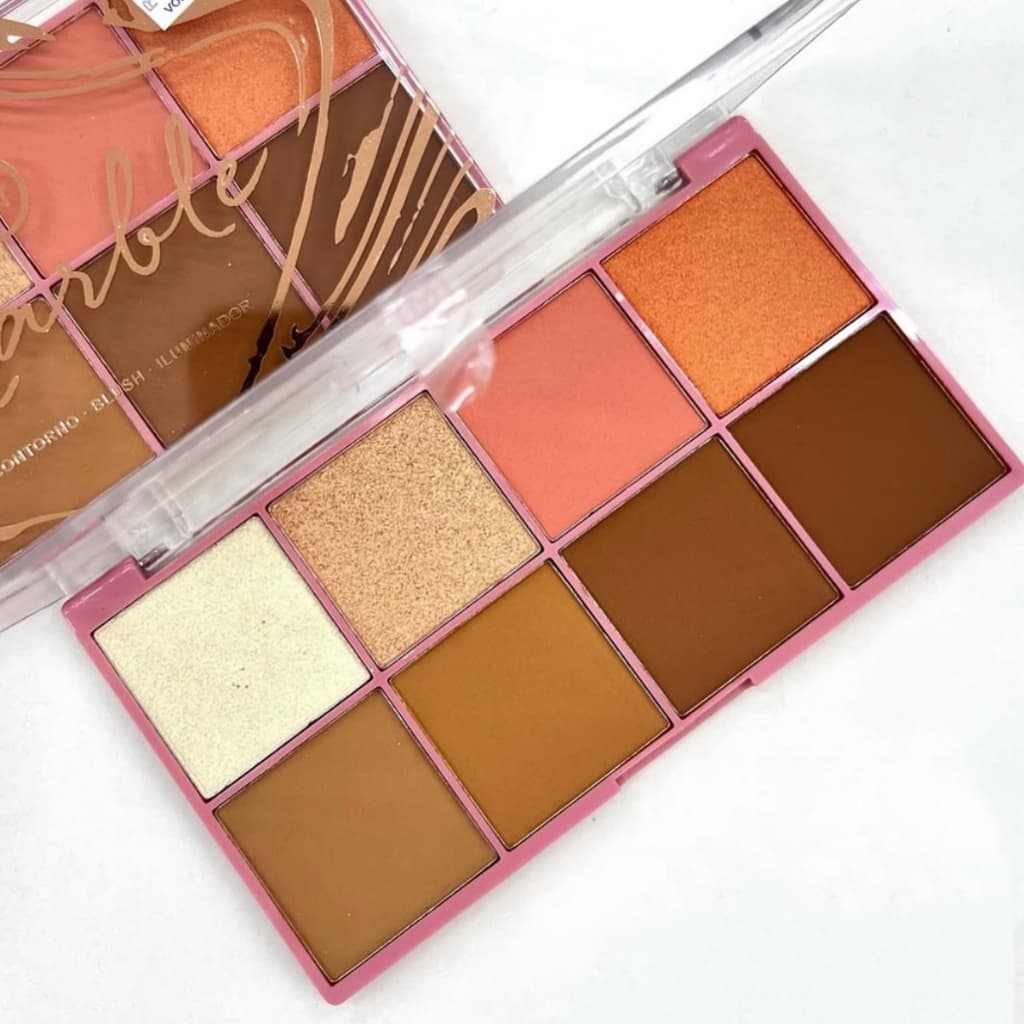 Paleta 3 em 1 Contorno Blush Iluminador Marble Mylife Maquiagem Facial