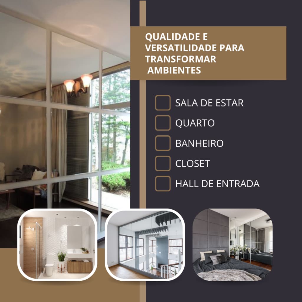 Espelho Premium Guardian 50x40cm  Lapidado 6mm Espessura - Sem Distorção Qualidade