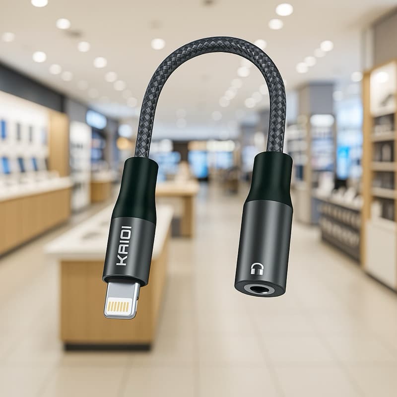 Adaptador P2 para iPhone KAIDI KD-163 Lightning 3.5mm Cabo Áudio Fone Original Resistente