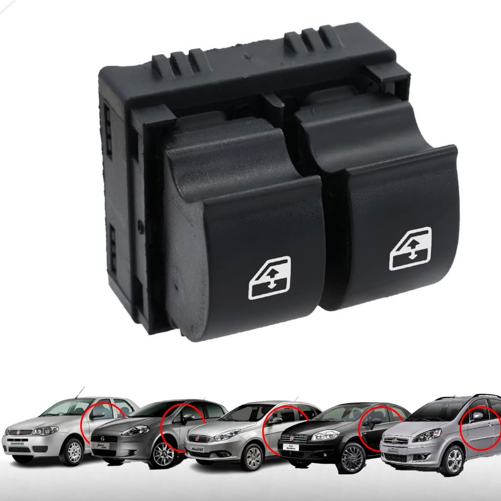 Botão Interruptor Do Vidro Elétrico Duplo Fiat Idea / Palio / Grand Siena / Idea / Punto / Linea