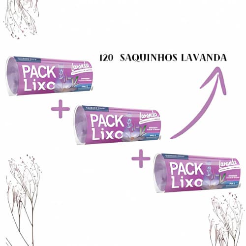 Kit 3 rolos 120 sacos De Lixo Econômico atacado Neutraliza Odores Banheiro E Pia Lavanda