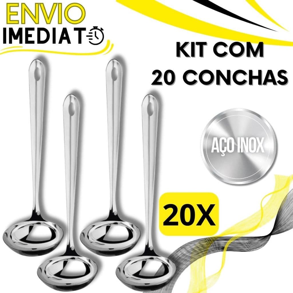 KIT 5/20 Unid Concha de Feijão Aço Inox GRANDE Super Resistente para Servir Molho Feijão Sopa Caldo Casa Restaurante