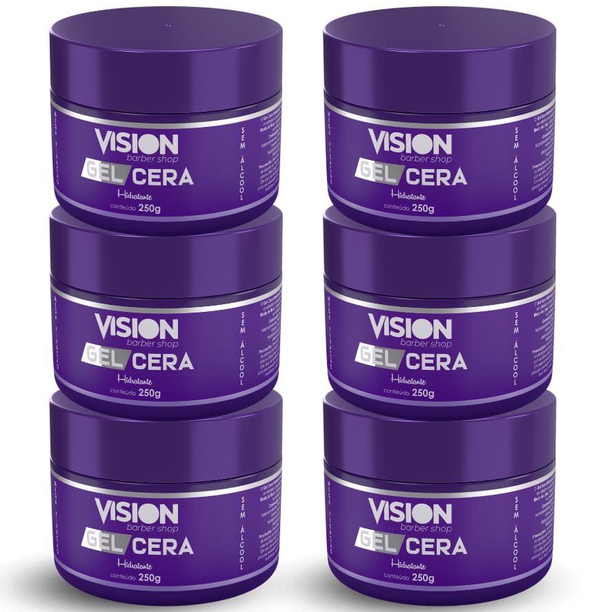 Kit Gel Cera Hidratante Vision Barber Shop 250g - 06 Unidades