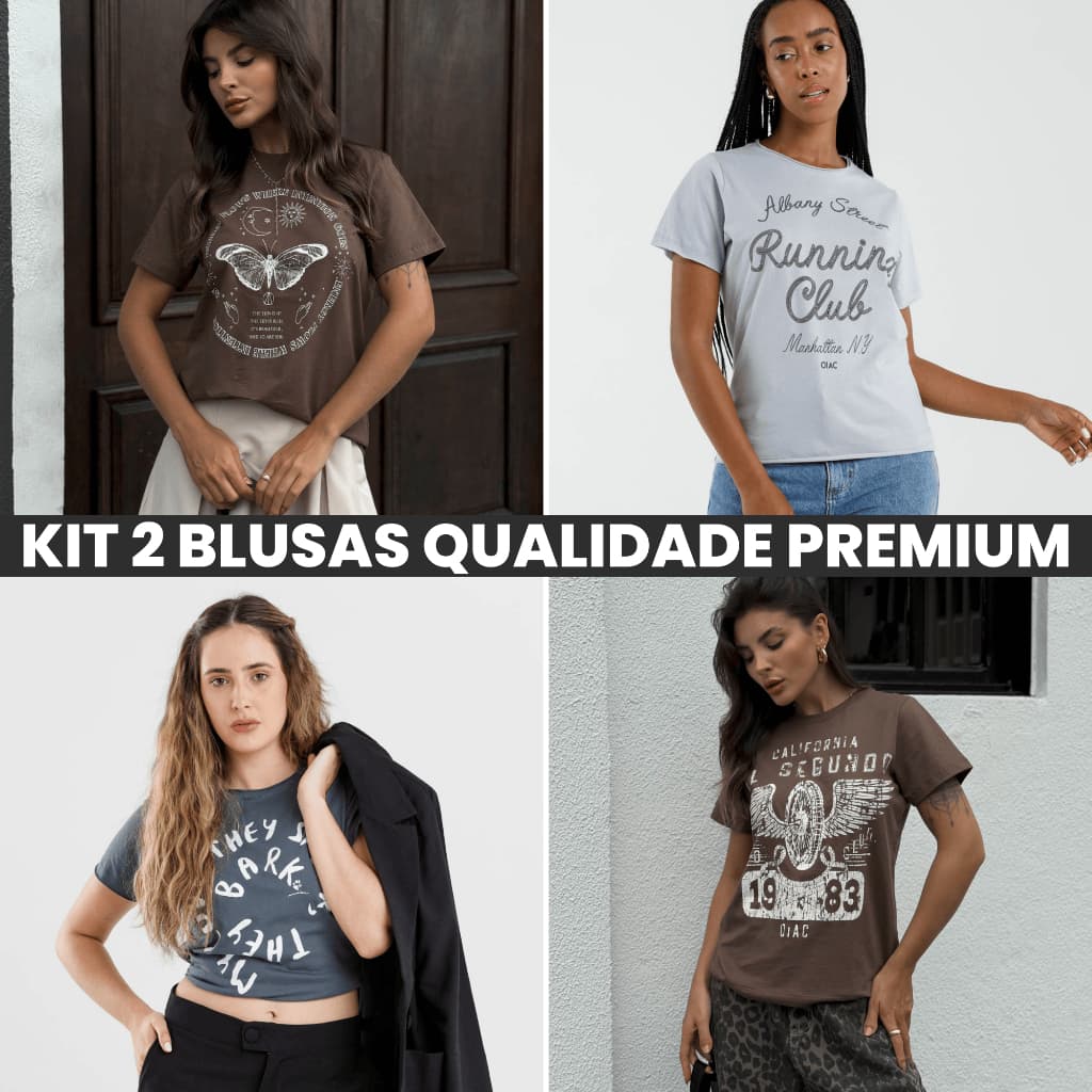Combo 2  T-shirts Femininas com Estampas Exclusivas KIT002-C5