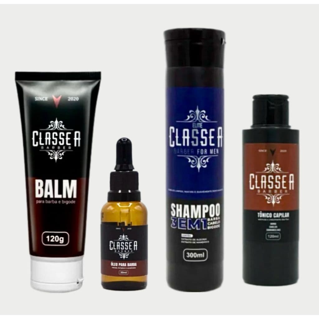 KIT CLASSE A BALM OLEO SHAMPOO TONICO Óleo Para Barba Classe A Balm Para Barba Classe A