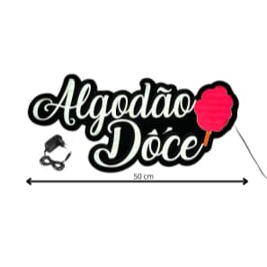 Placa de led neon Algodão doce 50x25 cm