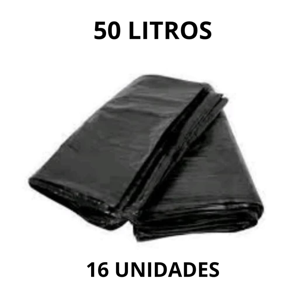 Sacos Para Lixo 50 Litros Com 16 Unidades  68cm x 76cm