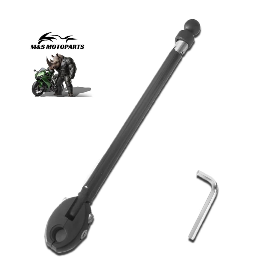 Antena Corta  Linha Pipa Moto Anti Cerol ABS Retrovisor 6 Estágios 10MM Preta