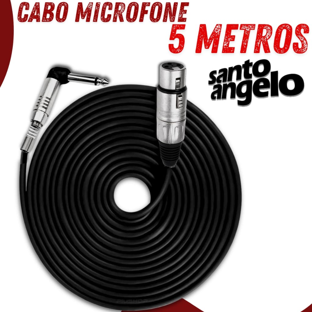 Kit Cabo Microfone Xlr Fêmea P10 Mono90º Santo Ângelo 5M