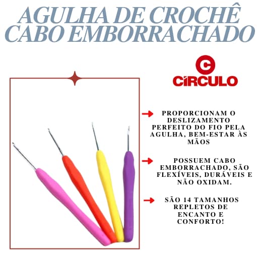 Agulha de Crochê Soft Circulo Cabo Emborrachado 1un