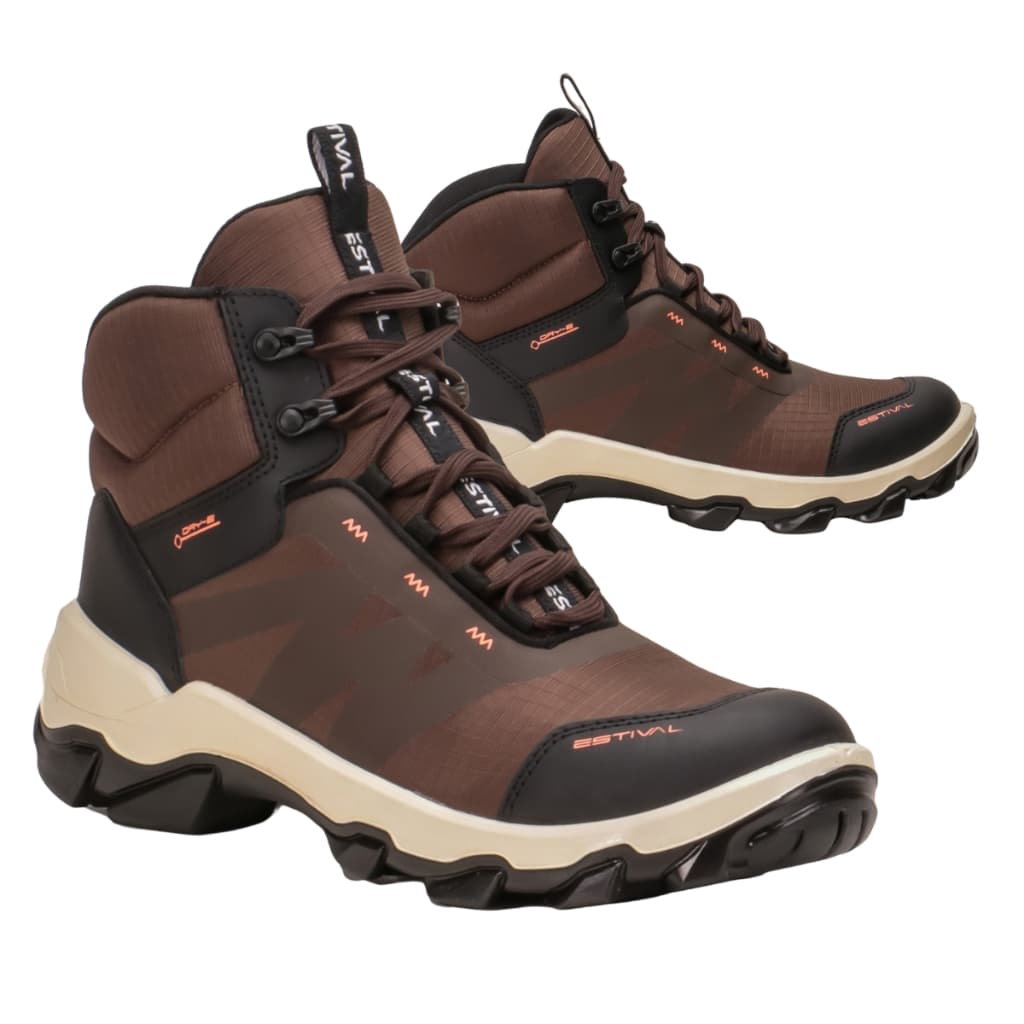 Bota de Segurança Ocupacional EPI de Amarrar Estival linha Hybrid Marrom Bico PVC com CA