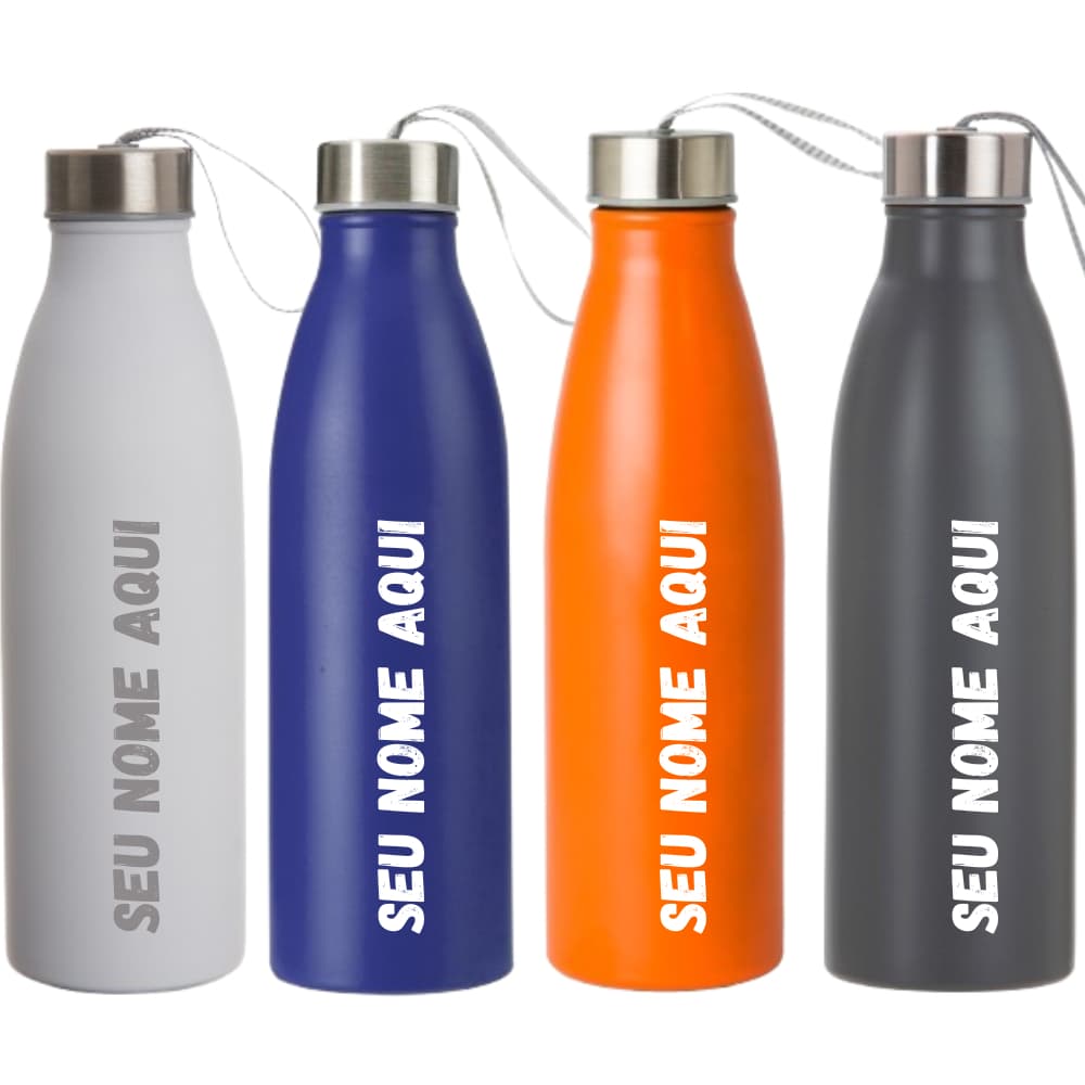 Garrafa Inox 750ml Com Alça Personalizado Com Nome - Logo