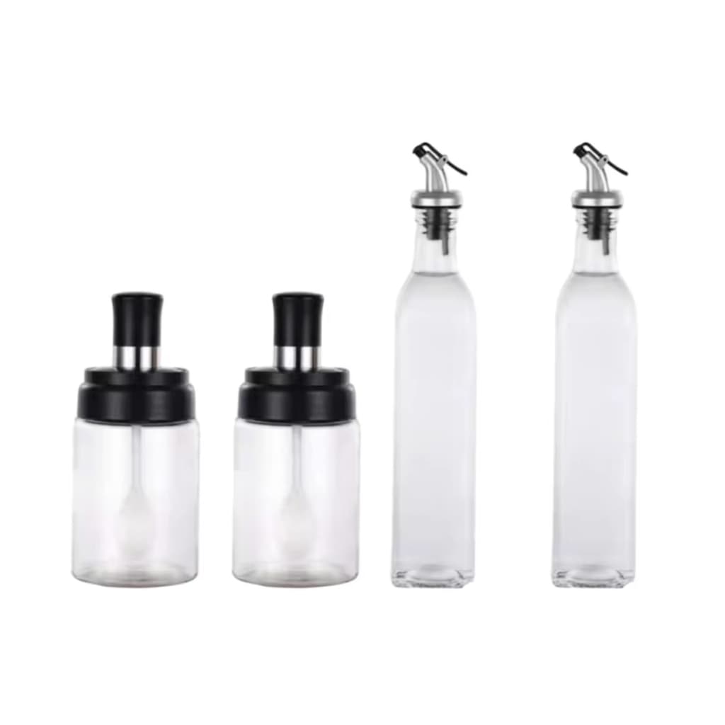 Kit Porta Tempero Galheteiro Vidro Cozinha Azeite Vinagre Saleiro Pimenteiro Casa Cozinha Organizado
