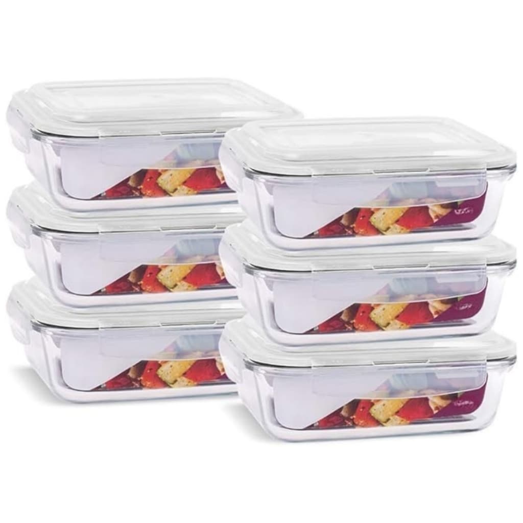 Kit x6 POTE HERMETICO RETANGULAR 370ML VIDRO