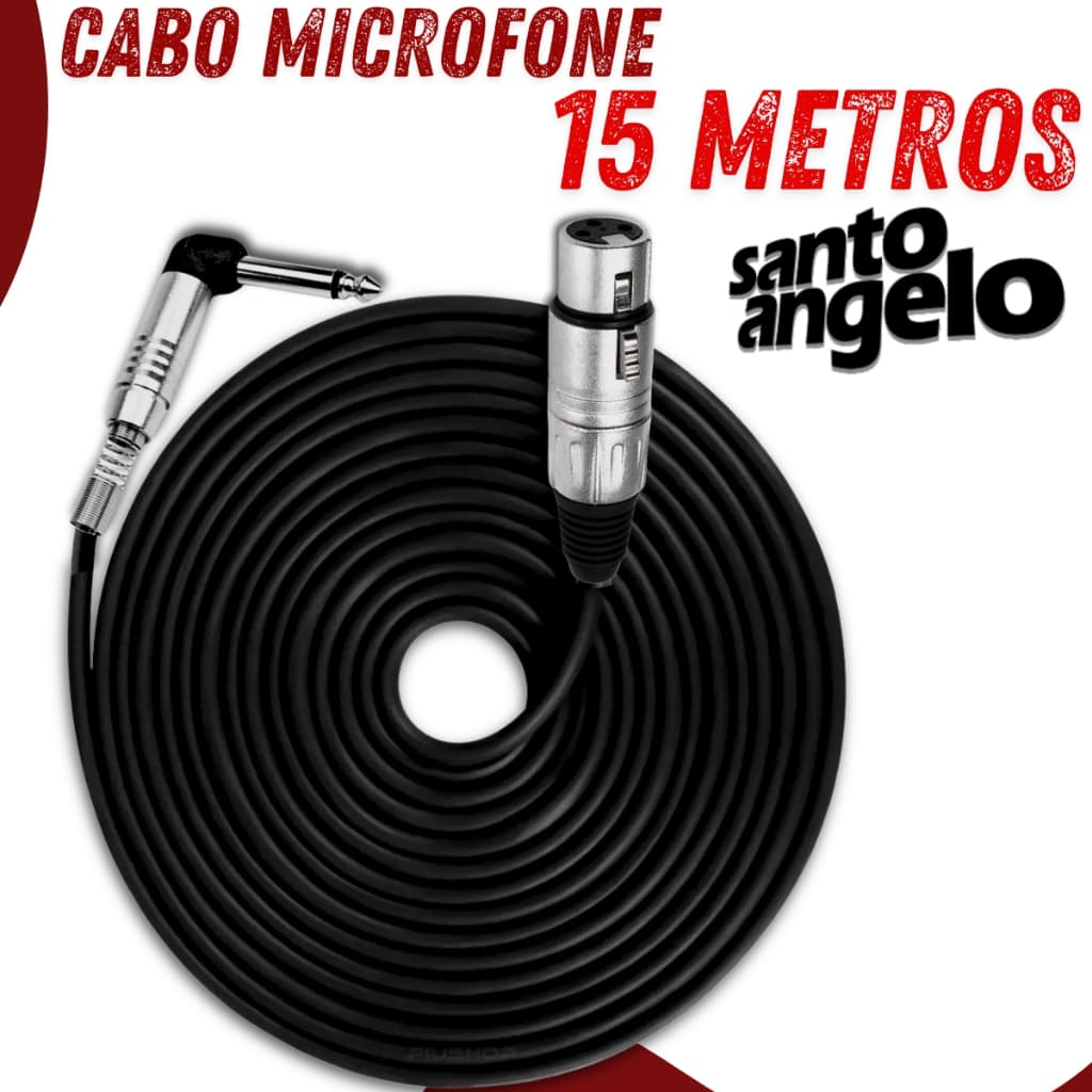 Kit Cabo Microfone Xlr Fêmea P10 Mono90º Santo Ângelo 15M