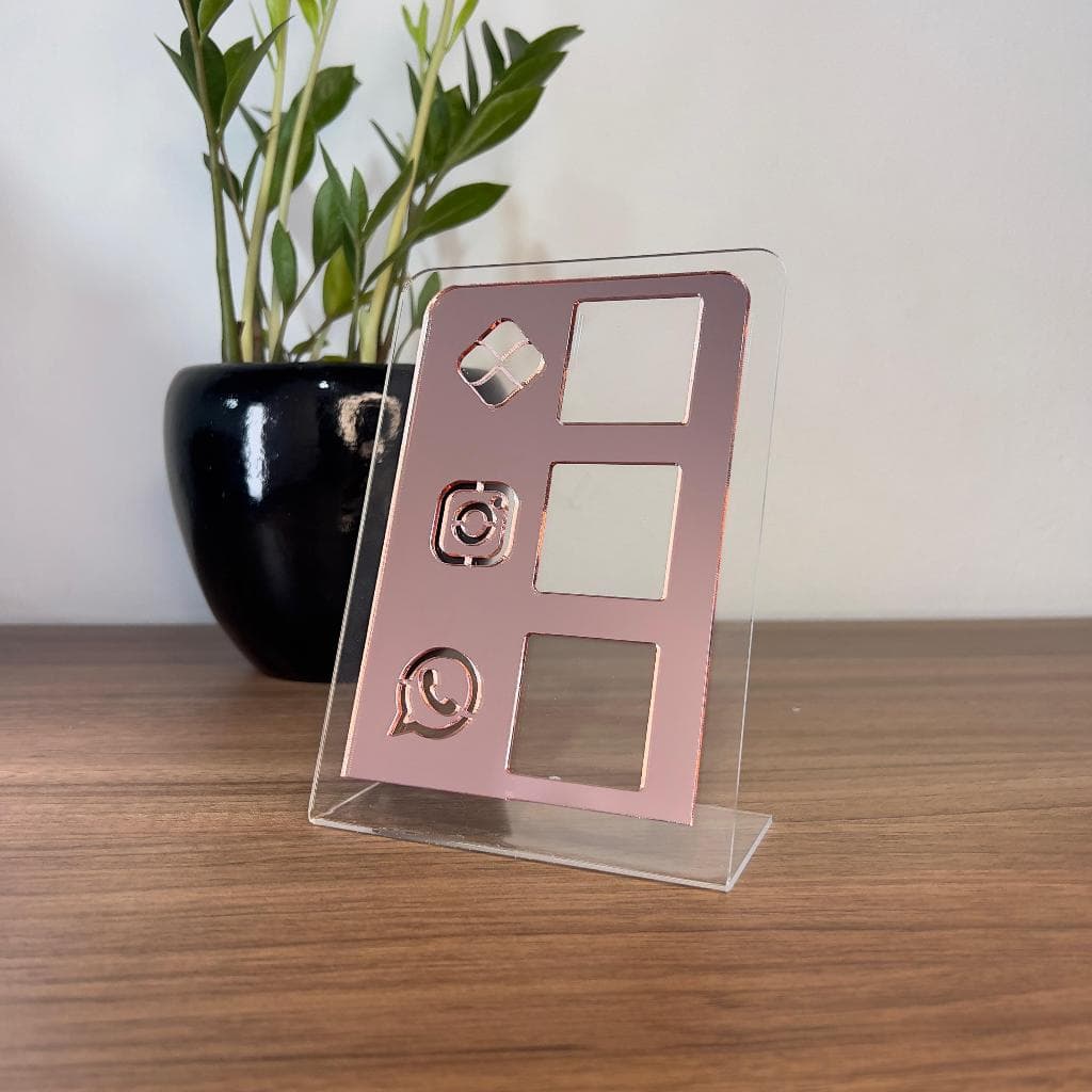 Placa Pix Pagamento Display QrCode Mesa Balcão em Acrílico  - PIX, Instagram e WhatsApp