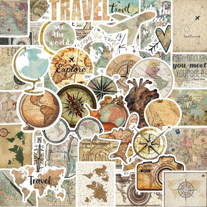 Adesivos para scrapbook bullet journal Kindle planners cadernos - viagem mapas