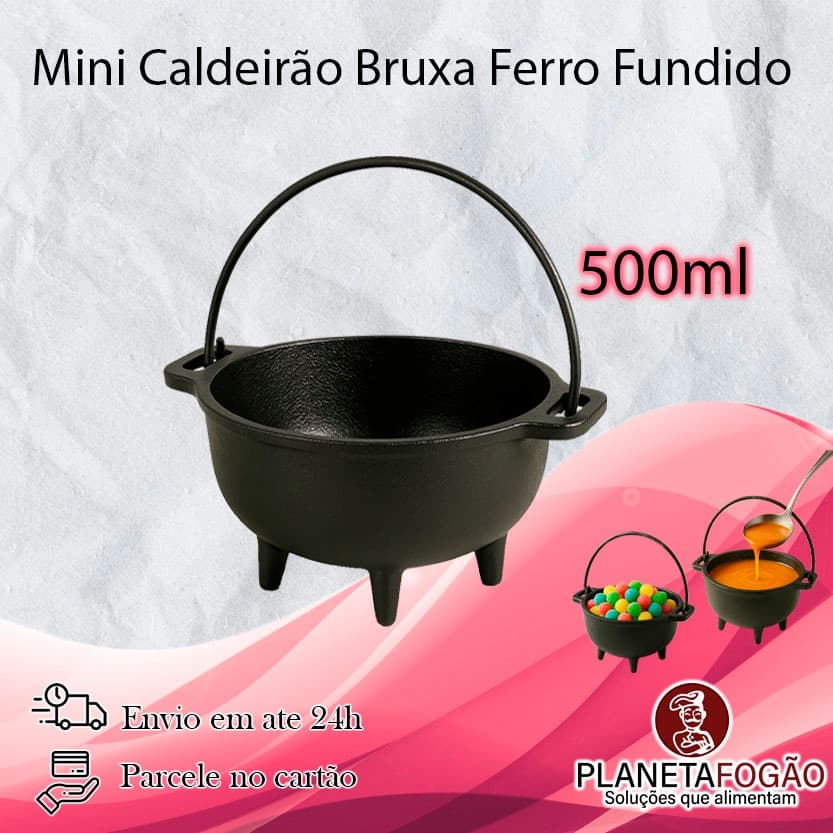 Caldeirão da Bruxa em Ferro Fundido Santana Sem Tampa 500ml Pequeno Para Porções